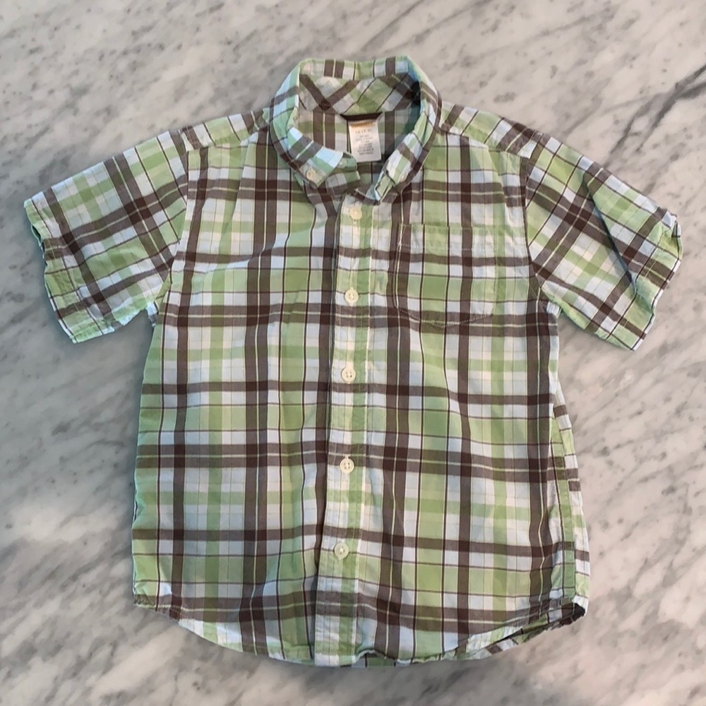 Gymboree 3 4 XS Plaid Button DownShirt Boys Green